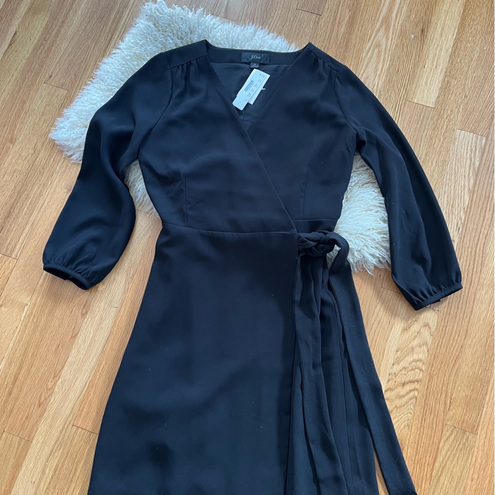 J crew black crape wrap dress - New with Tags